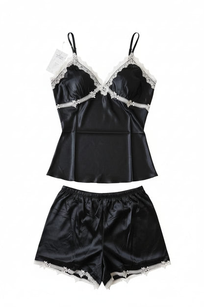 Ensemble Lingerie Femme Satin & Dentelle NOIR
